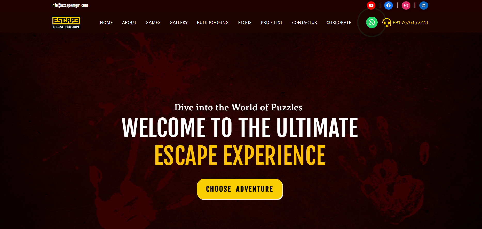 Website Design & Development with Booking System Optimization for Escape Room Koramangala