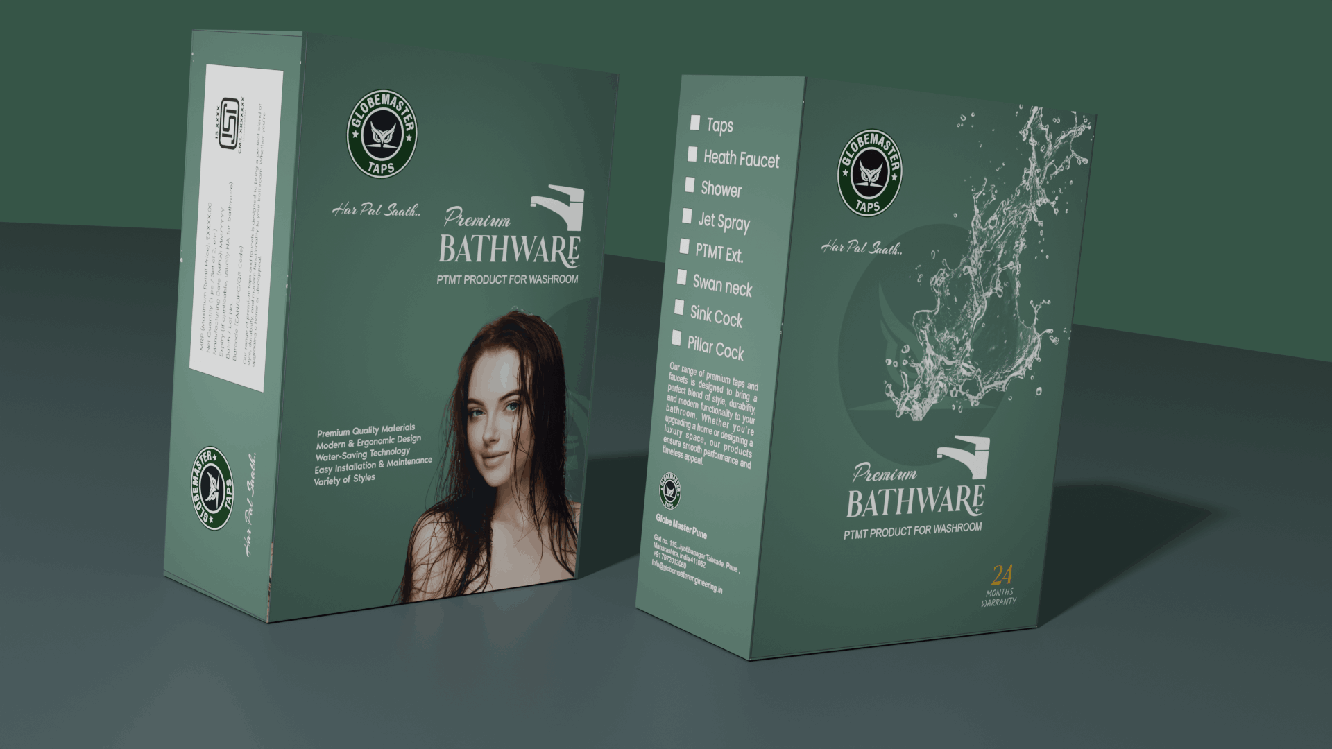 Premium Bathware Packaging Design – Globemaster Taps